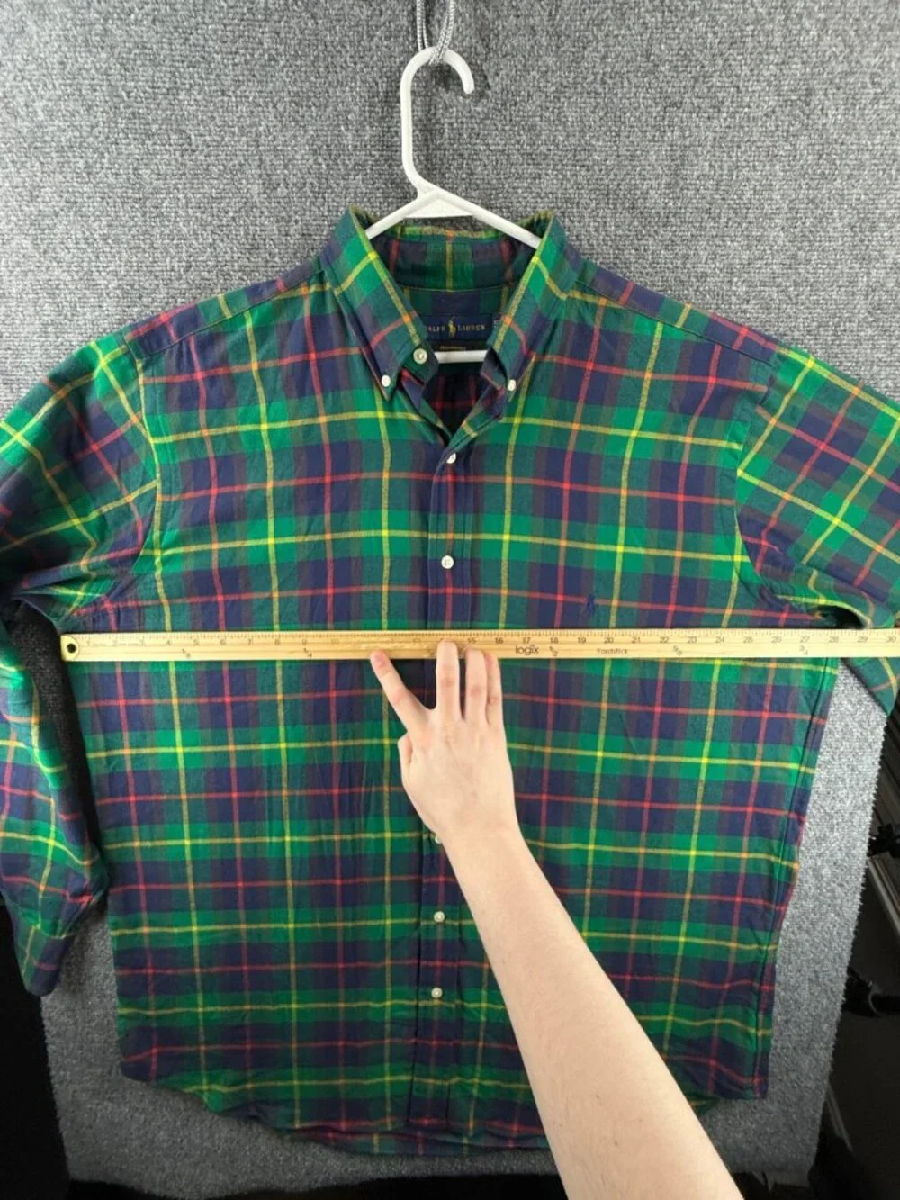 Ralph Lauren Performance Flannel Button Up Shirt Men Green Purple XLT Tall